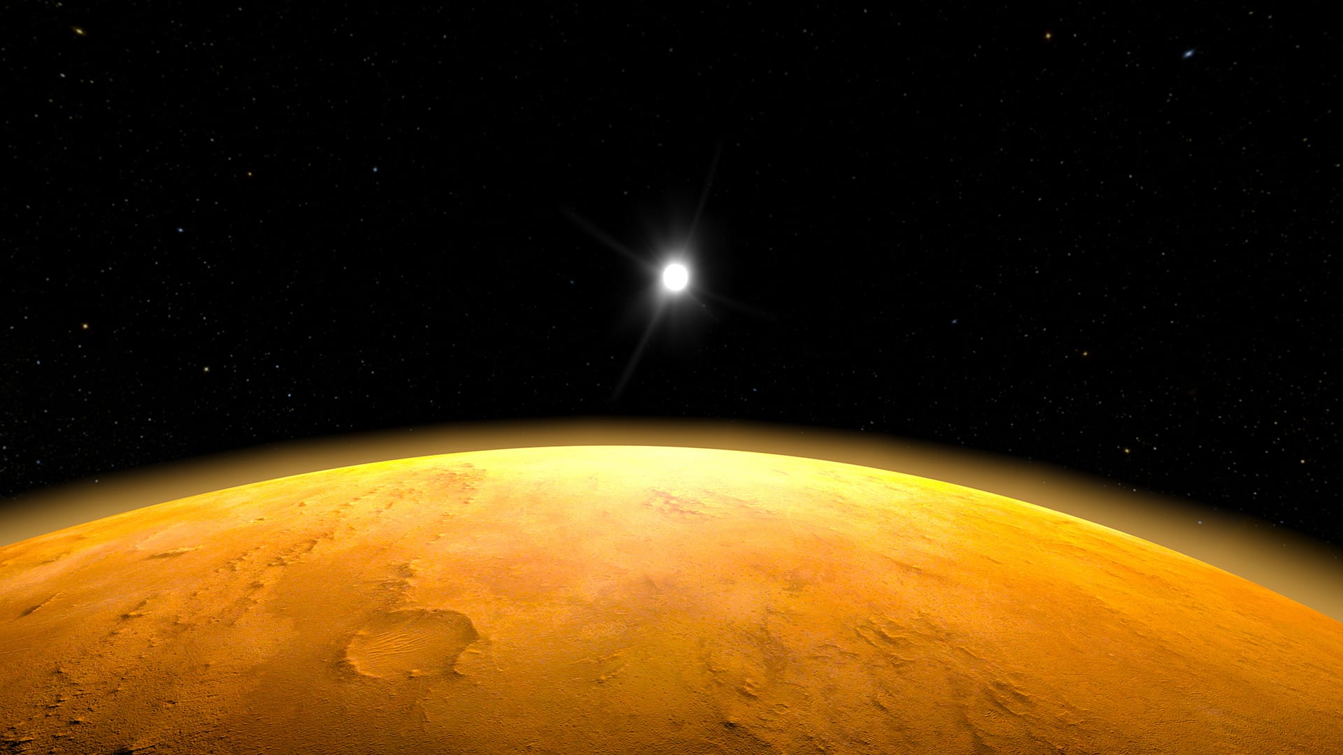 火星の地表と太陽